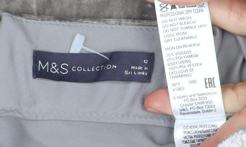 Marks and Spencer Women Beige Velvet A-Line Midi Skirt Size 12