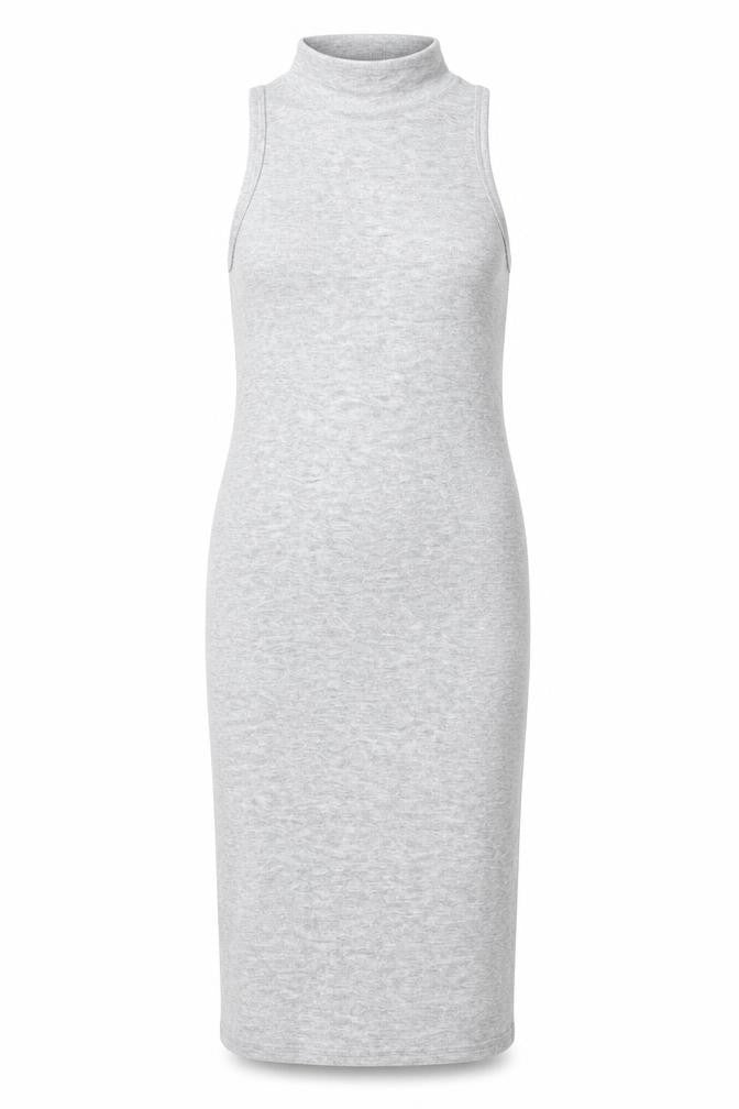 Pull&Bear Women Grey Sleeveless High Neck Bodycon Dress XS