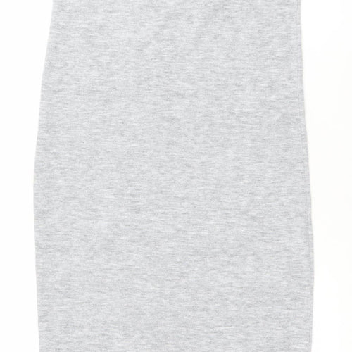 Pull&Bear Women Grey Sleeveless High Neck Bodycon Dress XS