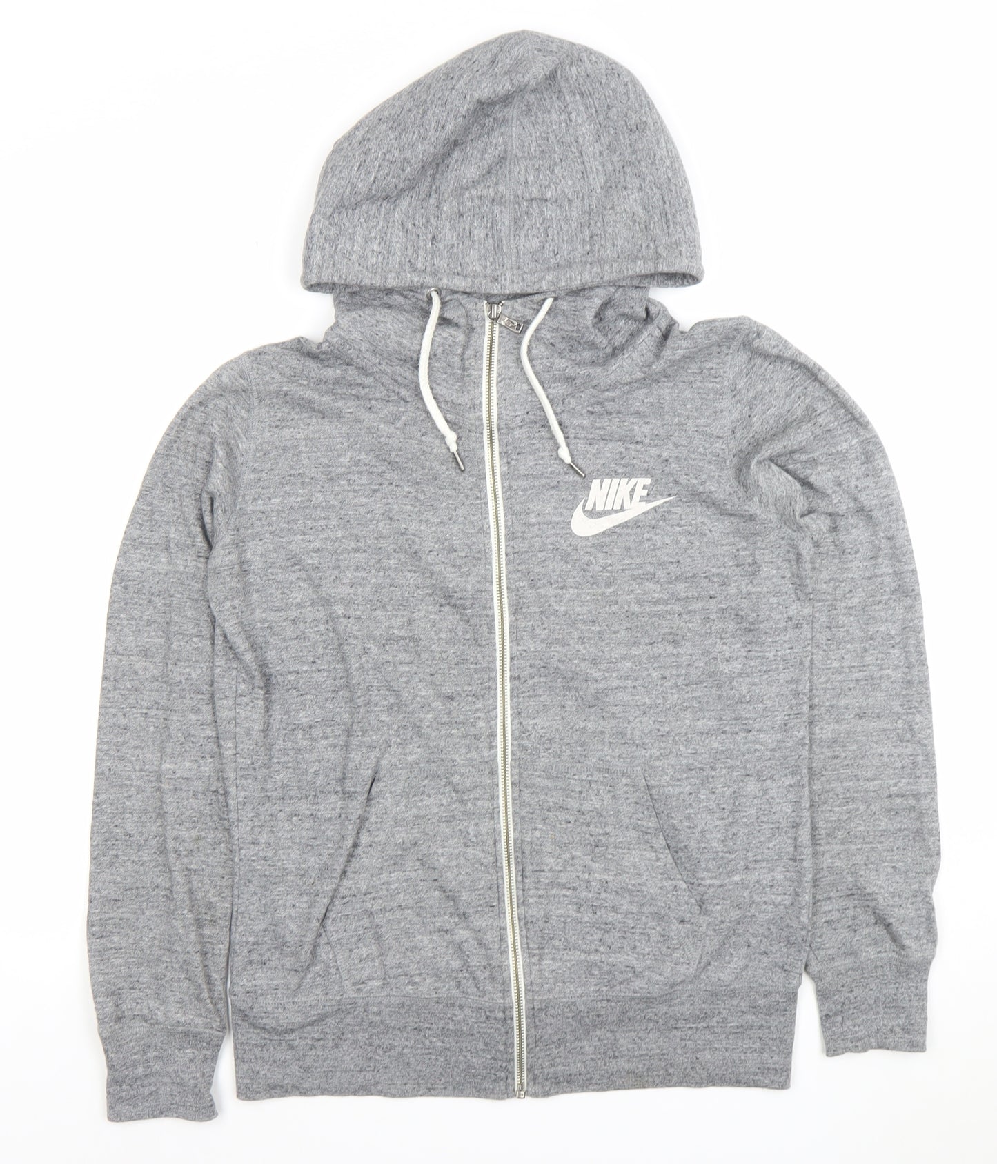 Nike Men’s Grey Full Zip Hoodie L Regular Fit Lightweight Sweatshirt