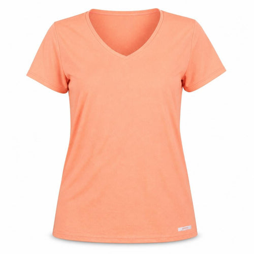 Decathlon Womens Orange V-Neck Activewear T-Shirt Size 10 Lightweight Quick Dry