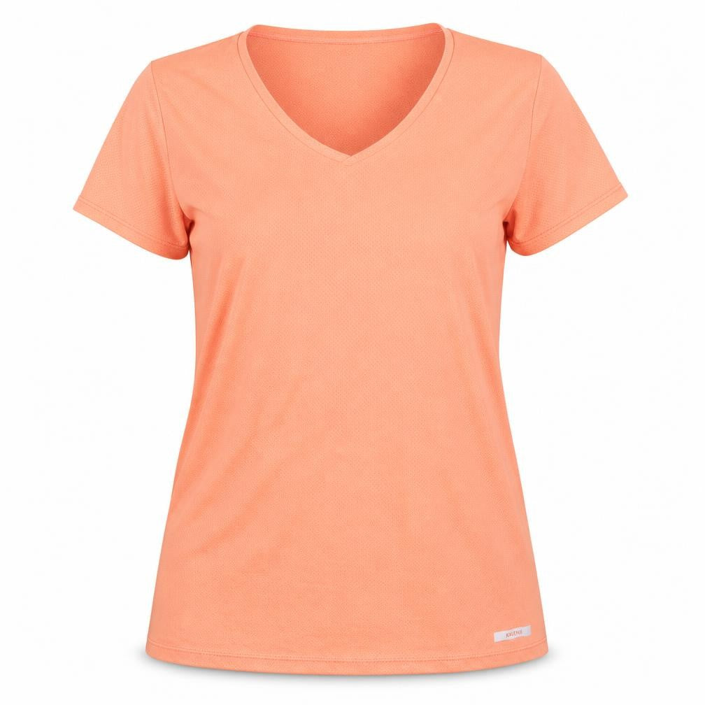 Decathlon Womens Orange V-Neck Activewear T-Shirt Size 10 Lightweight Quick Dry