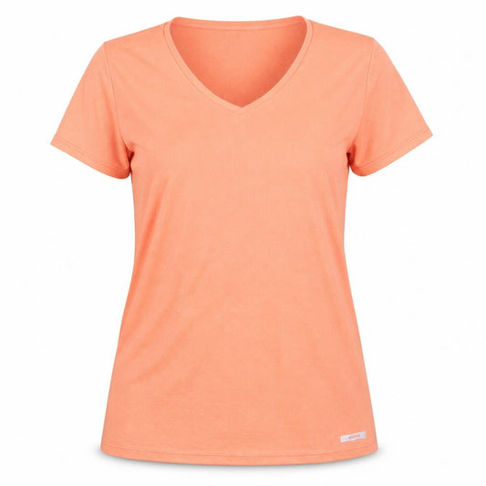 Decathlon Womens Orange V-Neck Activewear T-Shirt Size 10 Lightweight Quick Dry