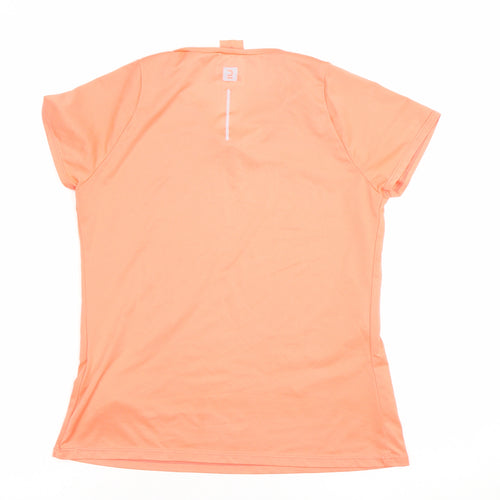 Decathlon Womens Orange V-Neck Activewear T-Shirt Size 10 Lightweight Quick Dry