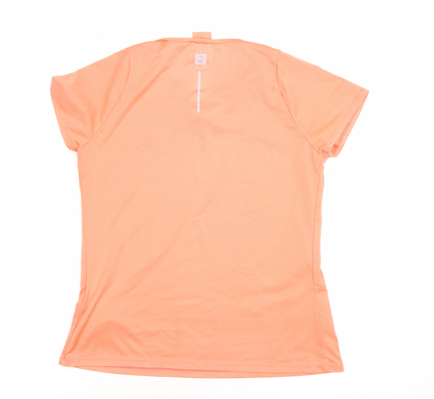 Decathlon Womens Orange V-Neck Activewear T-Shirt Size 10 Lightweight Quick Dry