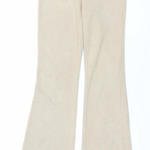 Stradivarius Women’s Beige Flared Jersey Trousers XS