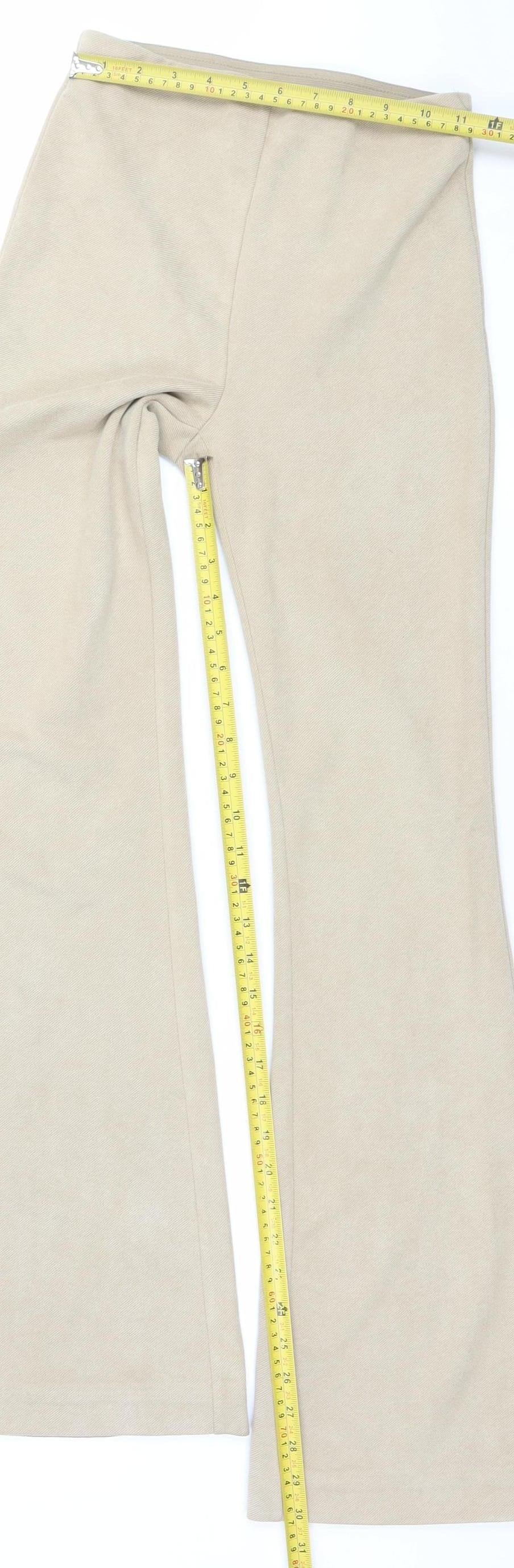 Stradivarius Women’s Beige Flared Jersey Trousers XS