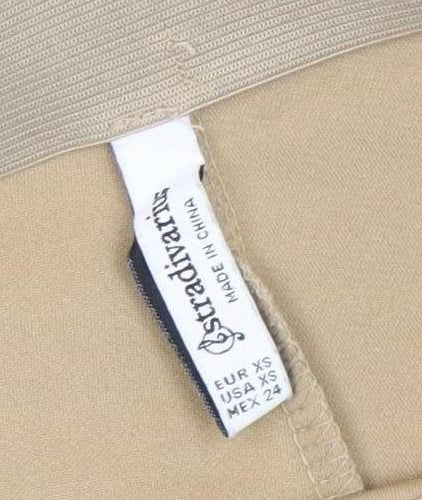 Stradivarius Women’s Beige Flared Jersey Trousers XS