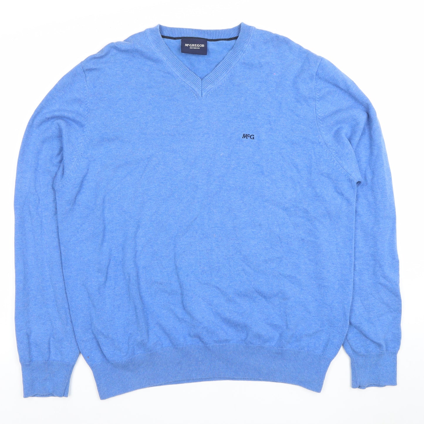 McGregor Men's Blue XL V-Neck Cotton Blend Jumper