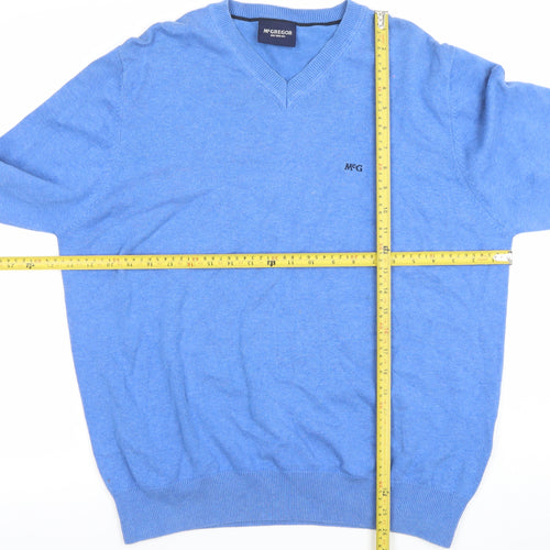 McGregor Men's Blue XL V-Neck Cotton Blend Jumper