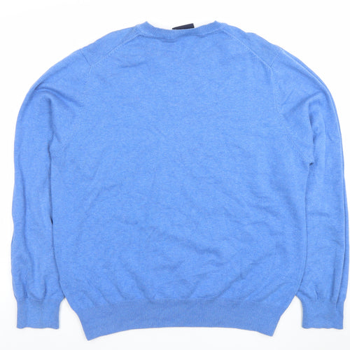 McGregor Men's Blue XL V-Neck Cotton Blend Jumper