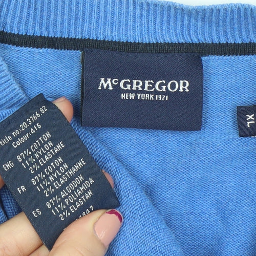 McGregor Men's Blue XL V-Neck Cotton Blend Jumper