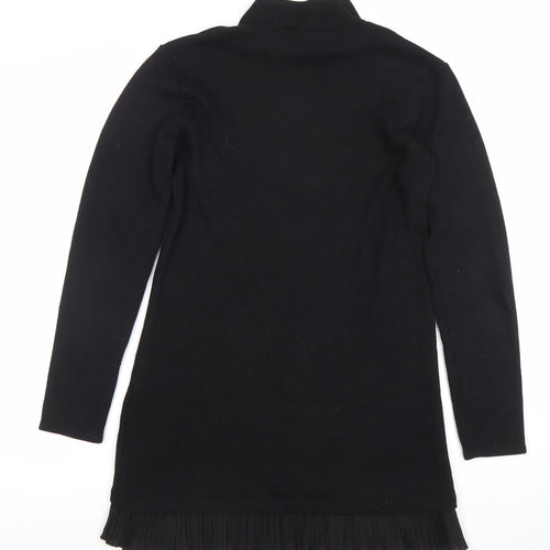 ZARA Women's Black Roll Neck Knit Tunic Jumper Size M Long Sleeve