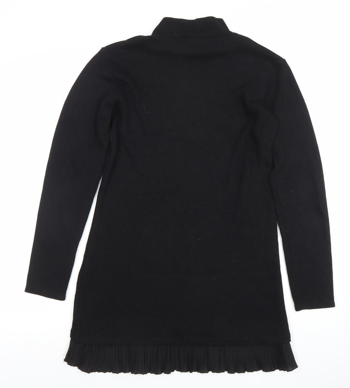 ZARA Women's Black Roll Neck Knit Tunic Jumper Size M Long Sleeve