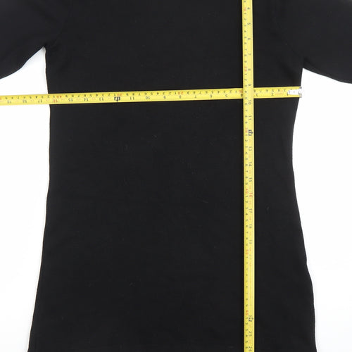 ZARA Women's Black Roll Neck Knit Tunic Jumper Size M Long Sleeve