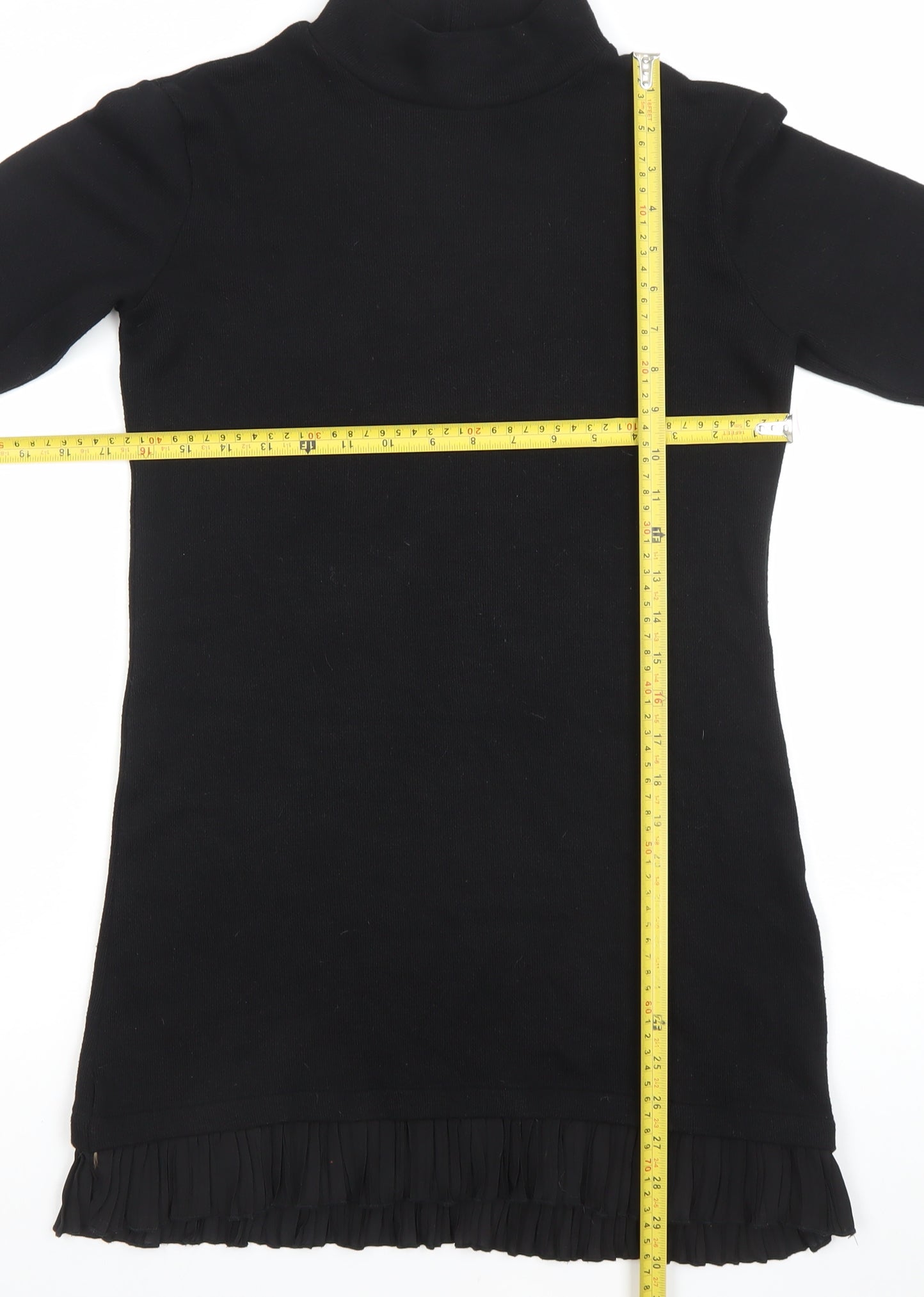 ZARA Women's Black Roll Neck Knit Tunic Jumper Size M Long Sleeve
