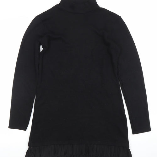 ZARA Women's Black Roll Neck Knit Tunic Jumper Size M Long Sleeve