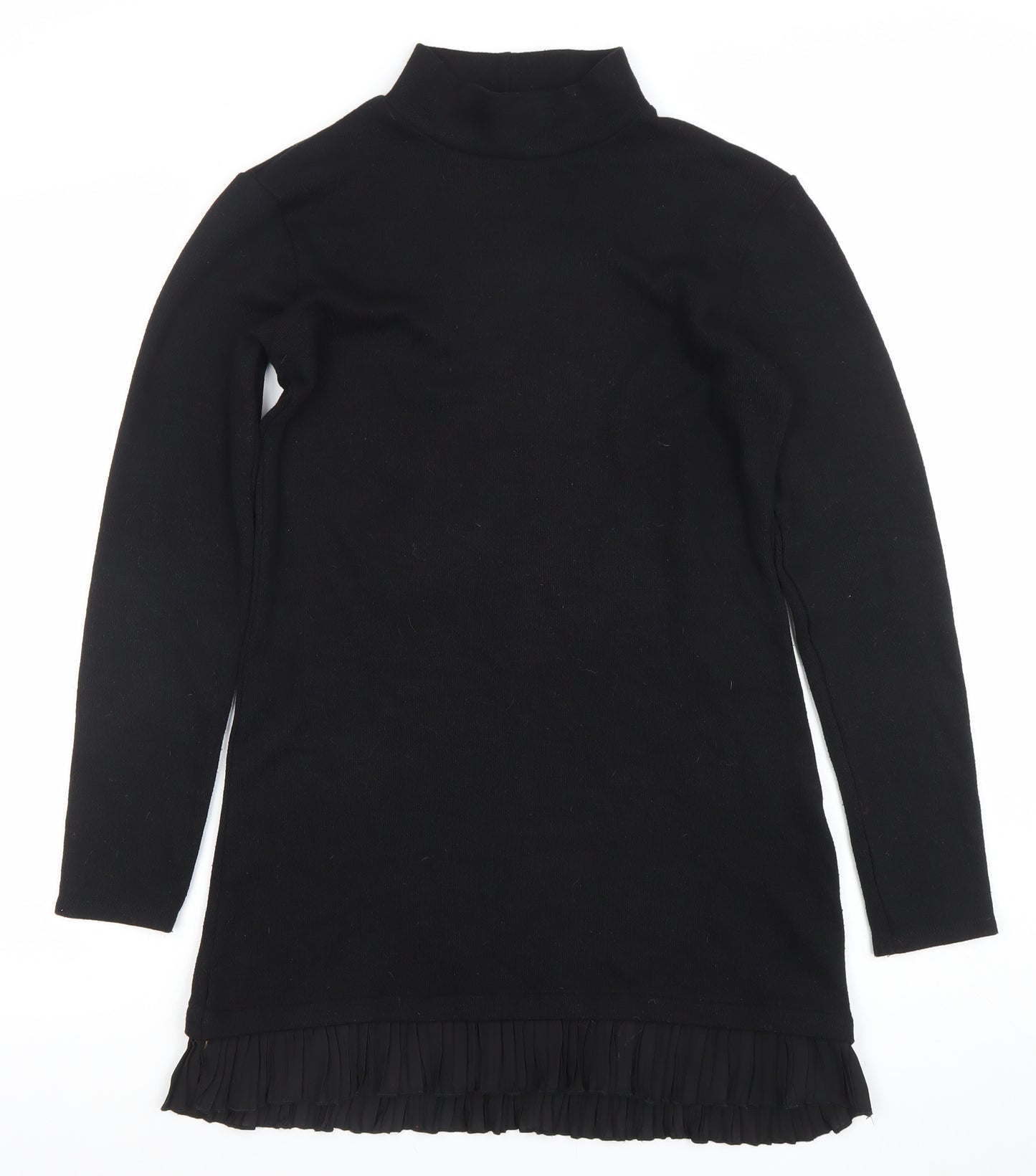 ZARA Women's Black Roll Neck Knit Tunic Jumper Size M Long Sleeve