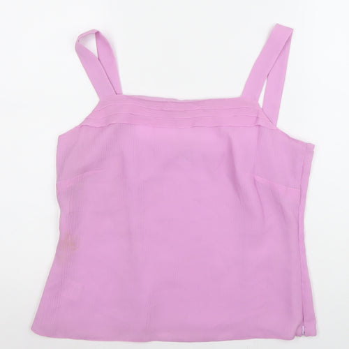 Libra Womens Pink Silk Camisole Top Size 12 Sleeveless Square Neck