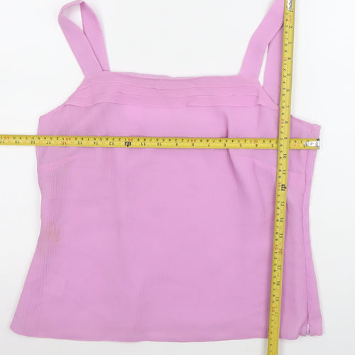 Libra Womens Pink Silk Camisole Top Size 12 Sleeveless Square Neck