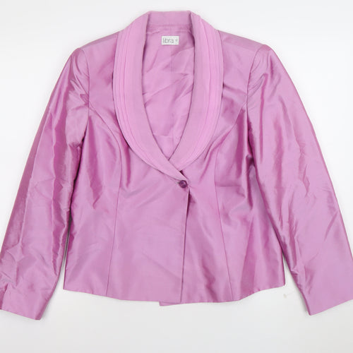 Libra Women Pink Silk Shawl Collar One-Button Blazer Size 12