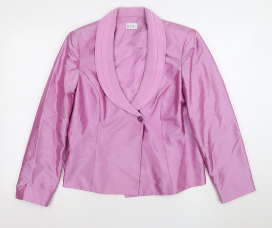 Libra Women Pink Silk Shawl Collar One-Button Blazer Size 12
