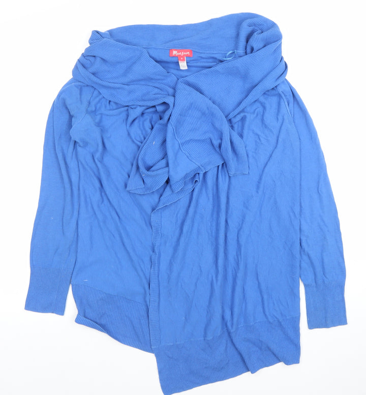 Monsoon Womens Blue Cotton Knit Open Cardigan Size S