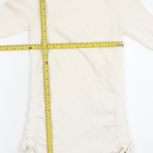 River Island Womens Ivory Long Sleeve Slim Fit Knit T-Shirt Size 8