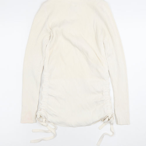 River Island Womens Ivory Long Sleeve Slim Fit Knit T-Shirt Size 8