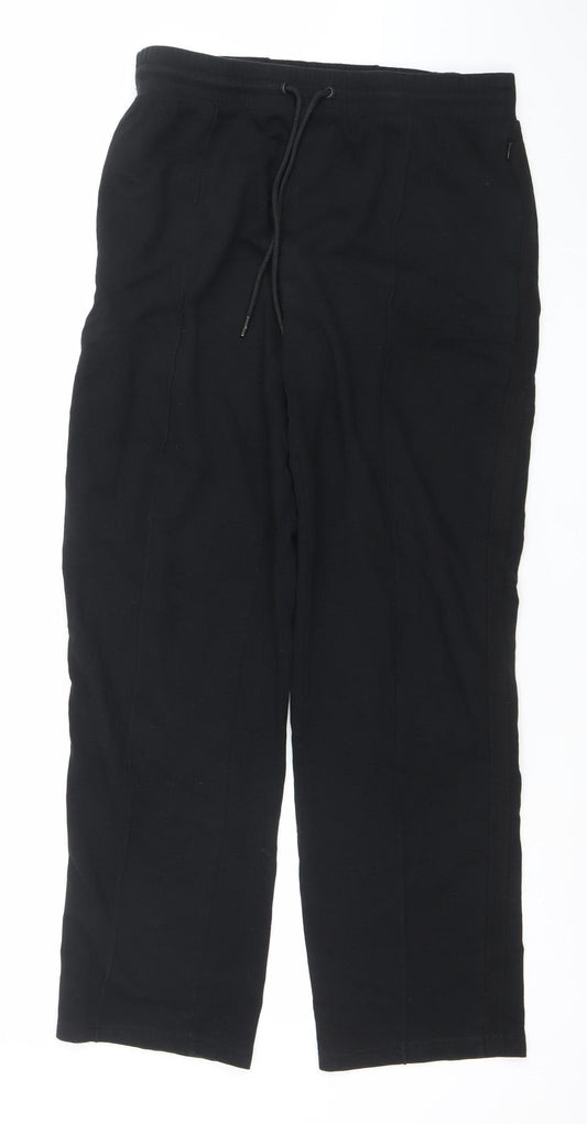Marks and Spencer Women's Black Size 16 Regular Stretch Jersey Drawstring Trousers