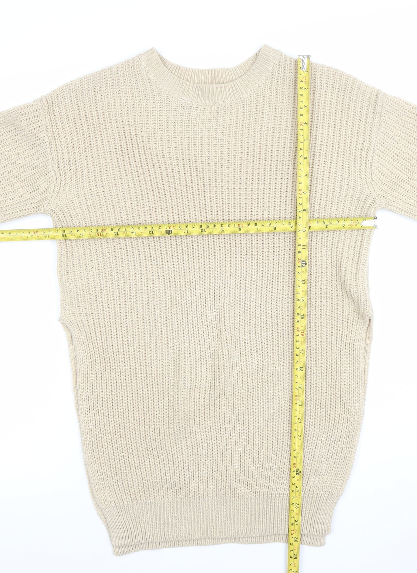 PrettyLittleThing Women’s Beige Chunky Knit Jumper XS