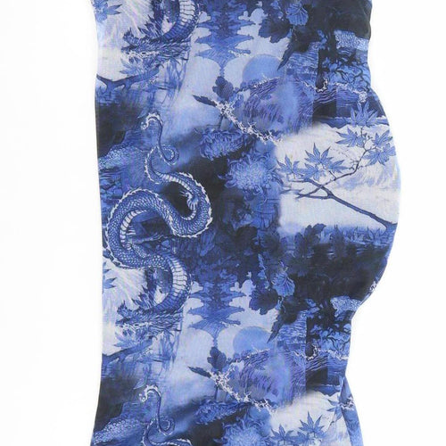 PrettyLittleThing Women’s Blue Dragon Mesh Ruched Slip Dress Size 8