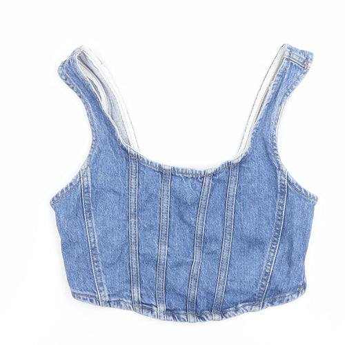 Stradivarius Women’s Blue Denim Cropped Tank Top XS