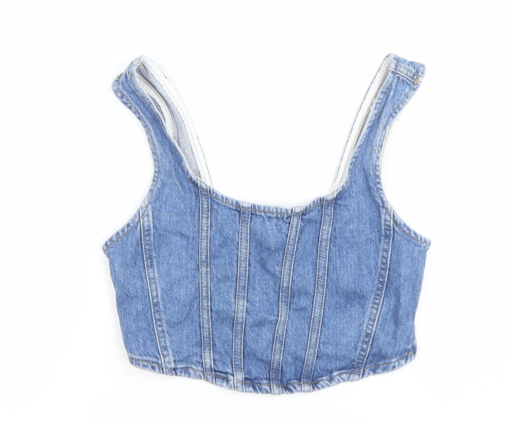 Stradivarius Women’s Blue Denim Cropped Tank Top XS