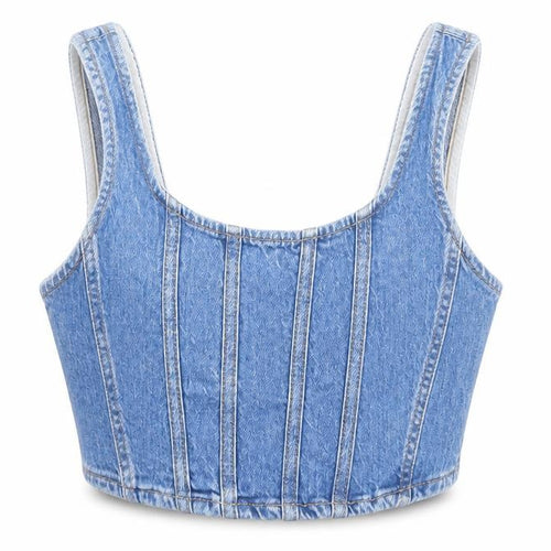 Stradivarius Women’s Blue Denim Cropped Tank Top XS