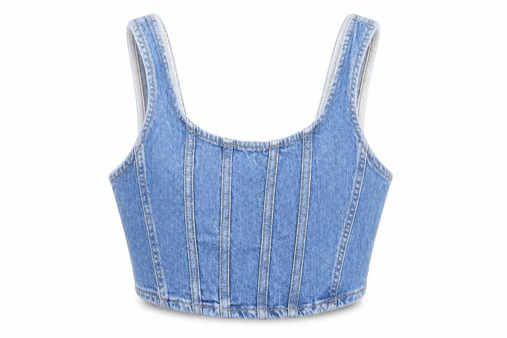 Stradivarius Women’s Blue Denim Cropped Tank Top XS