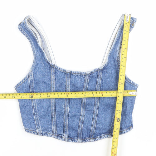 Stradivarius Women’s Blue Denim Cropped Tank Top XS