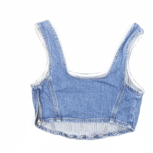 Stradivarius Women’s Blue Denim Cropped Tank Top XS