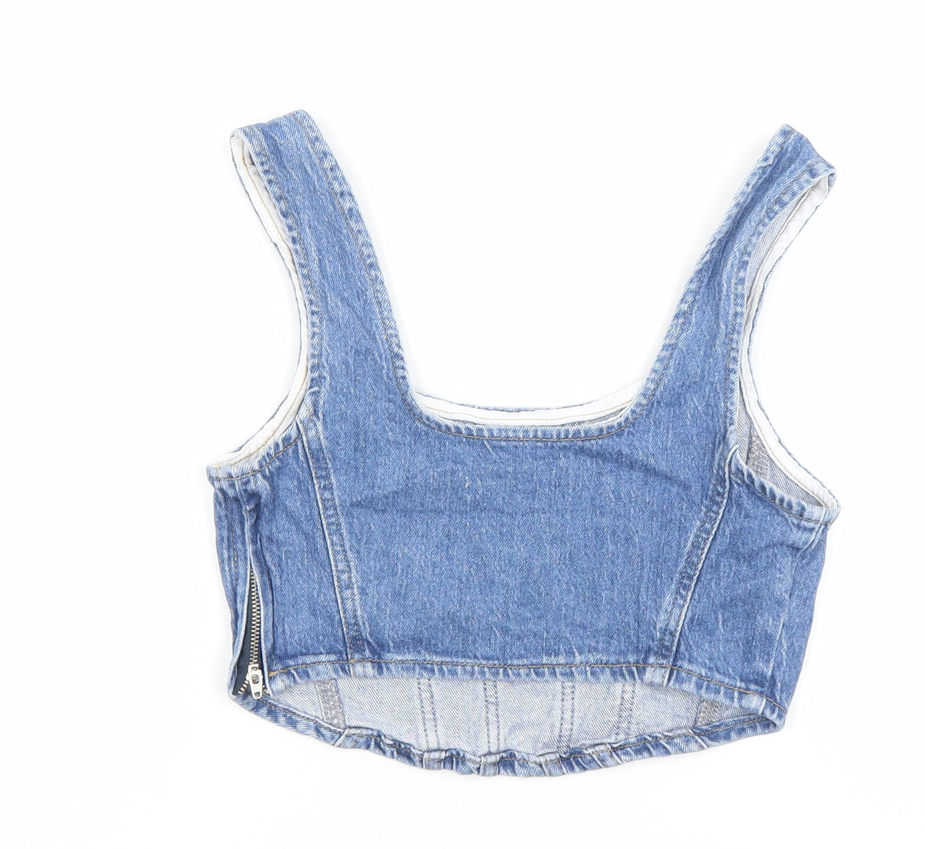 Stradivarius Women’s Blue Denim Cropped Tank Top XS
