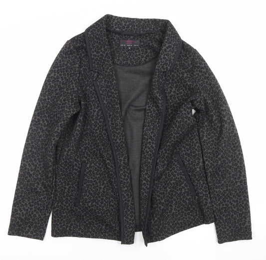 New Look Women Black Animal Print Blazer Size 10 Regular Fit