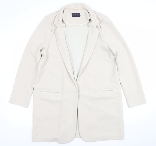 Marks and Spencer Women Ivory Size 14 Regular Fit Stretch Coatigan