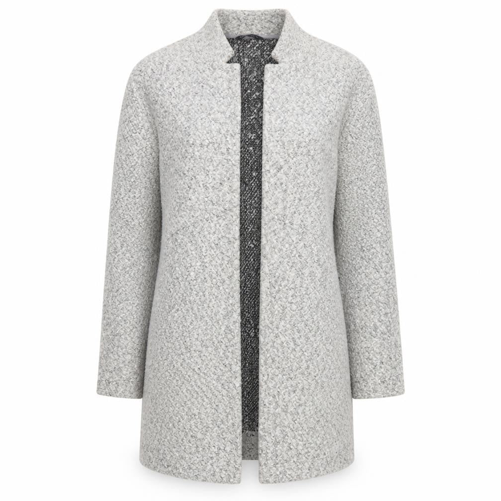 Front view of Marks & Spencer Women’s Grey Long Coatigan, size UK 10, Polyester Open Front