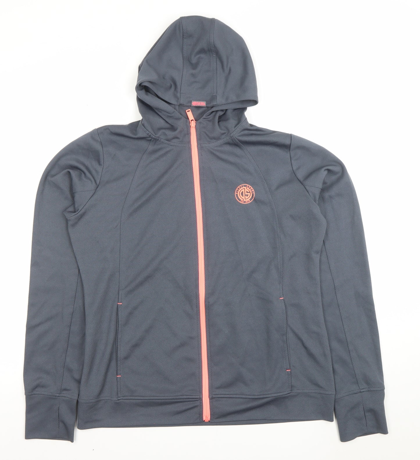Diesel Women’s Grey Full Zip Hoodie XL Polyester Sport Style