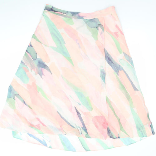 Jaeger Womens Multicoloured Silk A-Line Midi Skirt Size 16