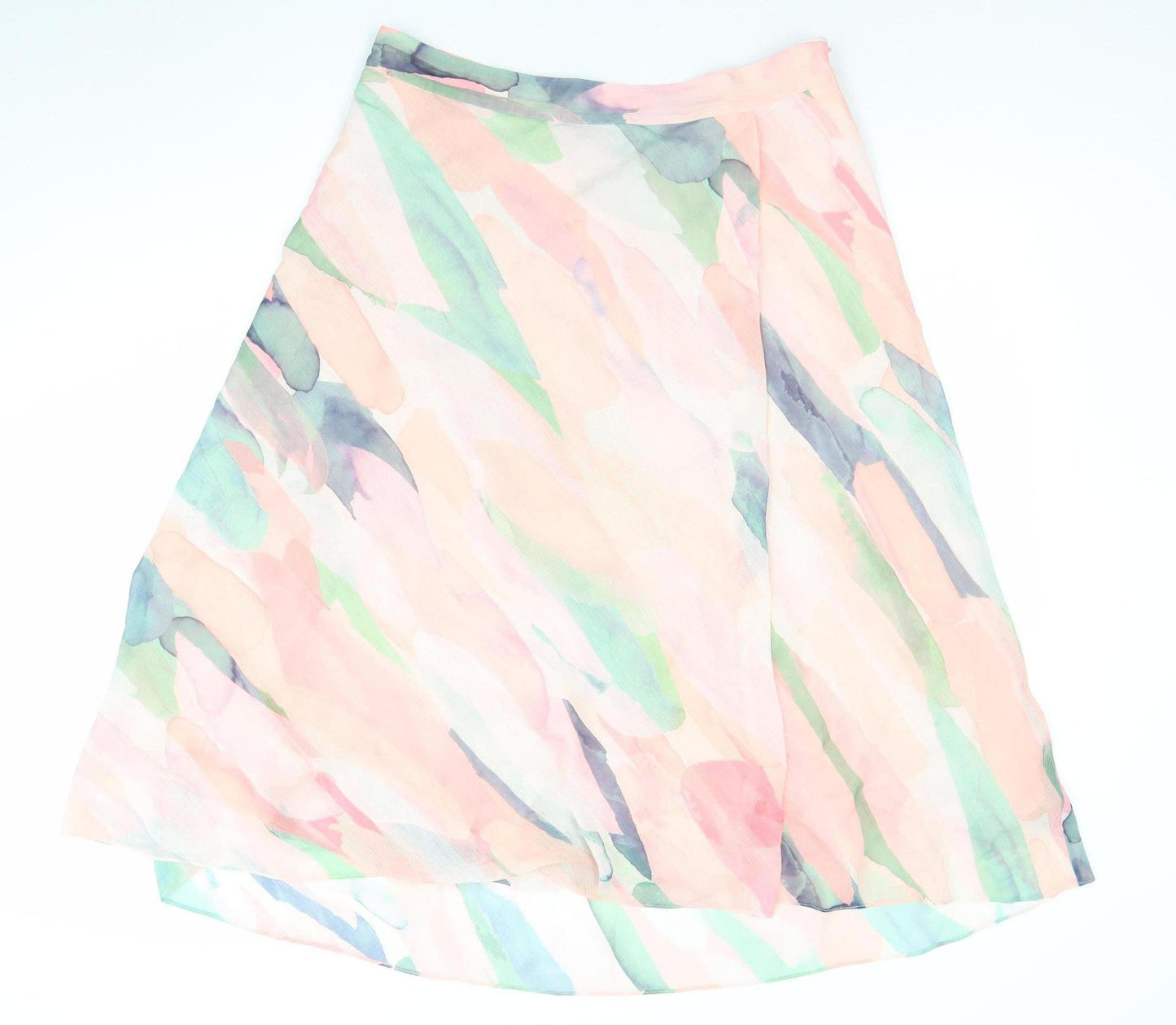 Jaeger Womens Multicoloured Silk A-Line Midi Skirt Size 16