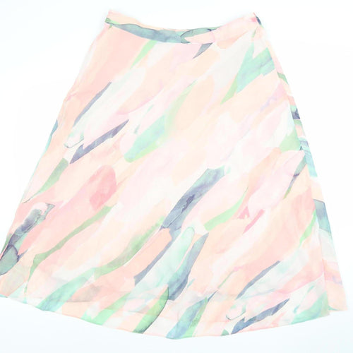 Jaeger Womens Multicoloured Silk A-Line Midi Skirt Size 16