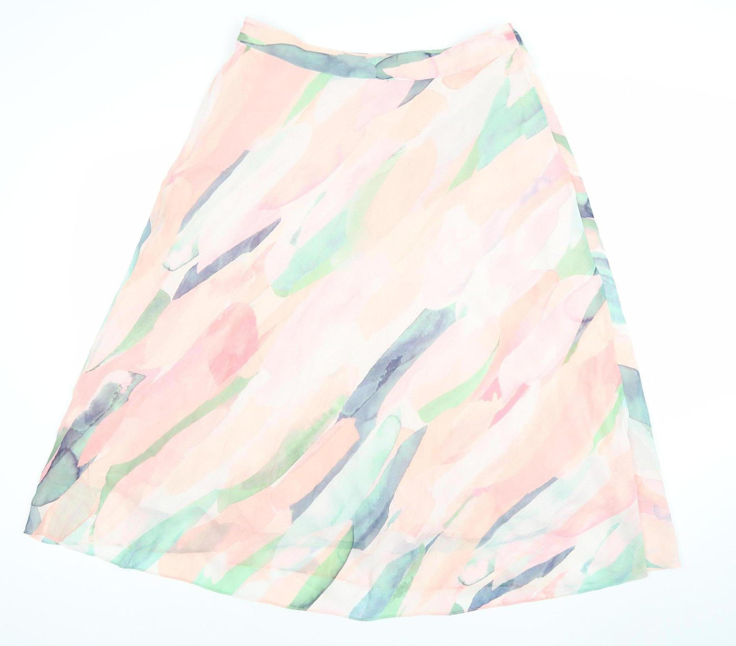 Jaeger Womens Multicoloured Silk A-Line Midi Skirt Size 16