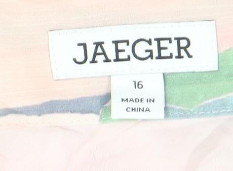 Jaeger Womens Multicoloured Silk A-Line Midi Skirt Size 16