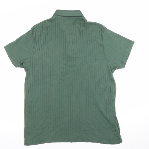 Burton Menswear Green Short Sleeve 1/4 Zip Polo Shirt Size L