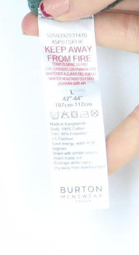 Burton Menswear Green Short Sleeve 1/4 Zip Polo Shirt Size L